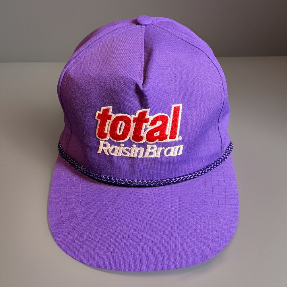 Total Raisin Bran Cereal Hat Purple Rope Embroidery Baseball Cap OSFM